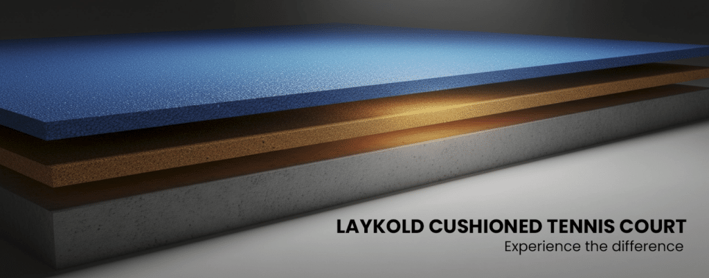 Tennis ball on mixed tennis court surface showing acrylic and synthetic turf